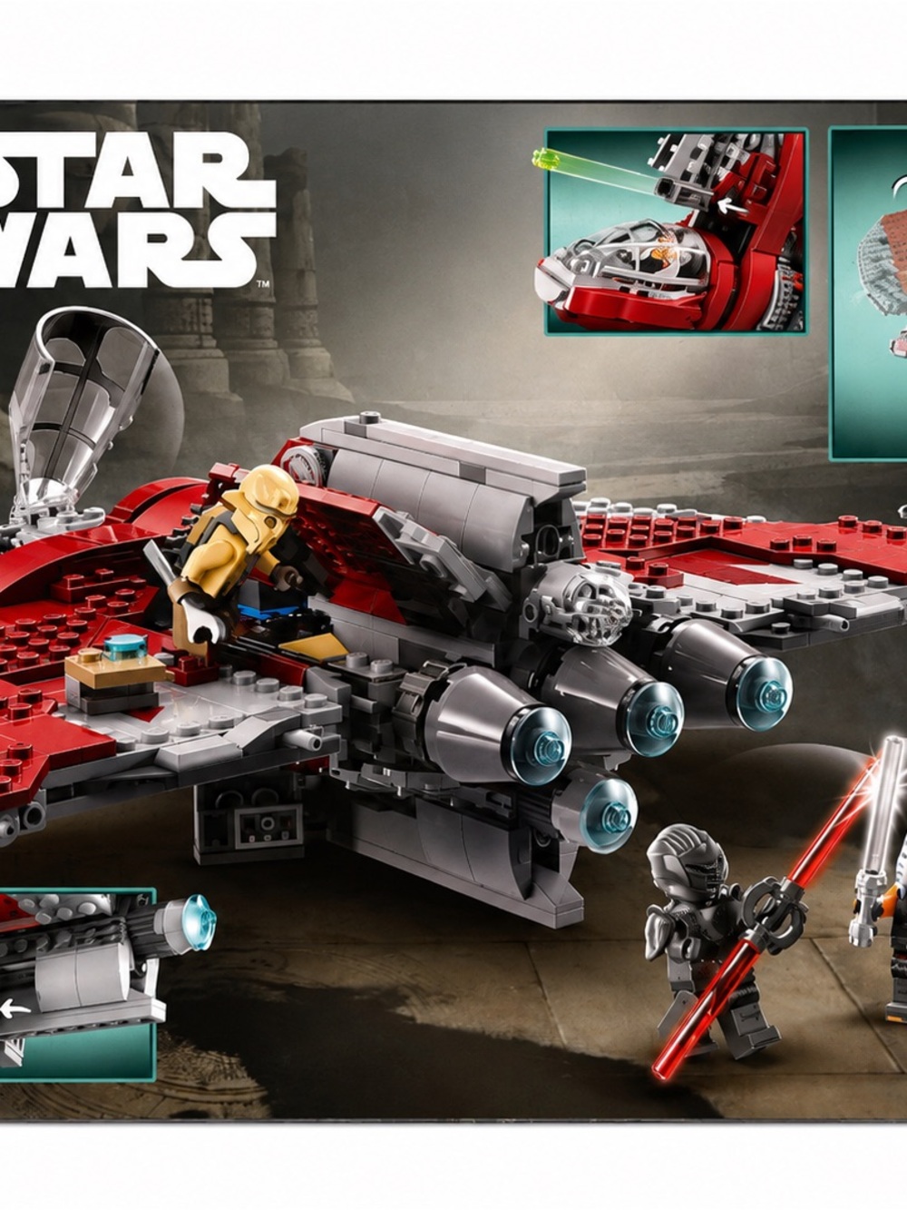 Lego Star Wars Red and Gray Starfighter with Minifigures